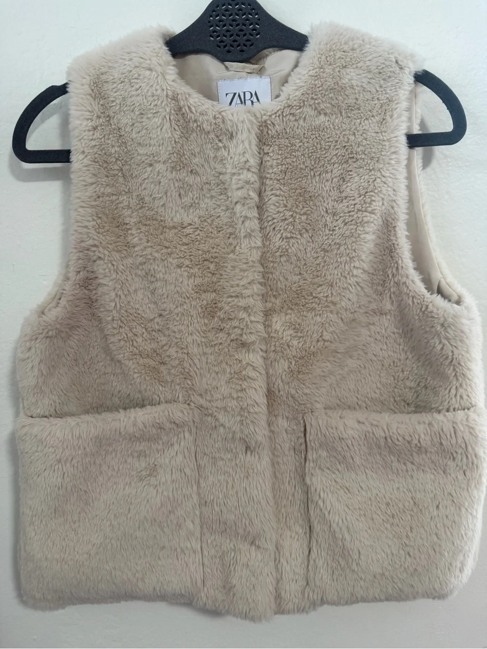 Zara Girls Cream Faux Fur Vest Size 11-12